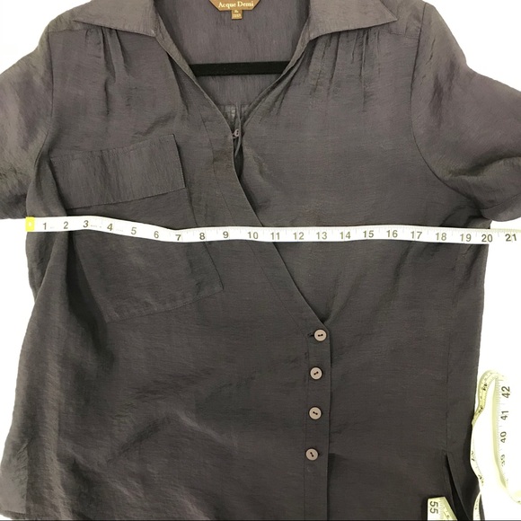 Asymmetrical Dark Purple Short Sleeve Blouse - Picture 7 of 11